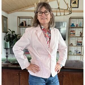 J.Crew M‎ Pale Pink 100% Cotton Single Button Unlined Blazer